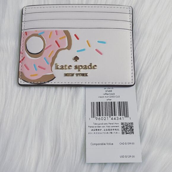 NWT Kate Spade Collectable Coffee Break Donut Small Slim Card Holder - Picture 4 of 4